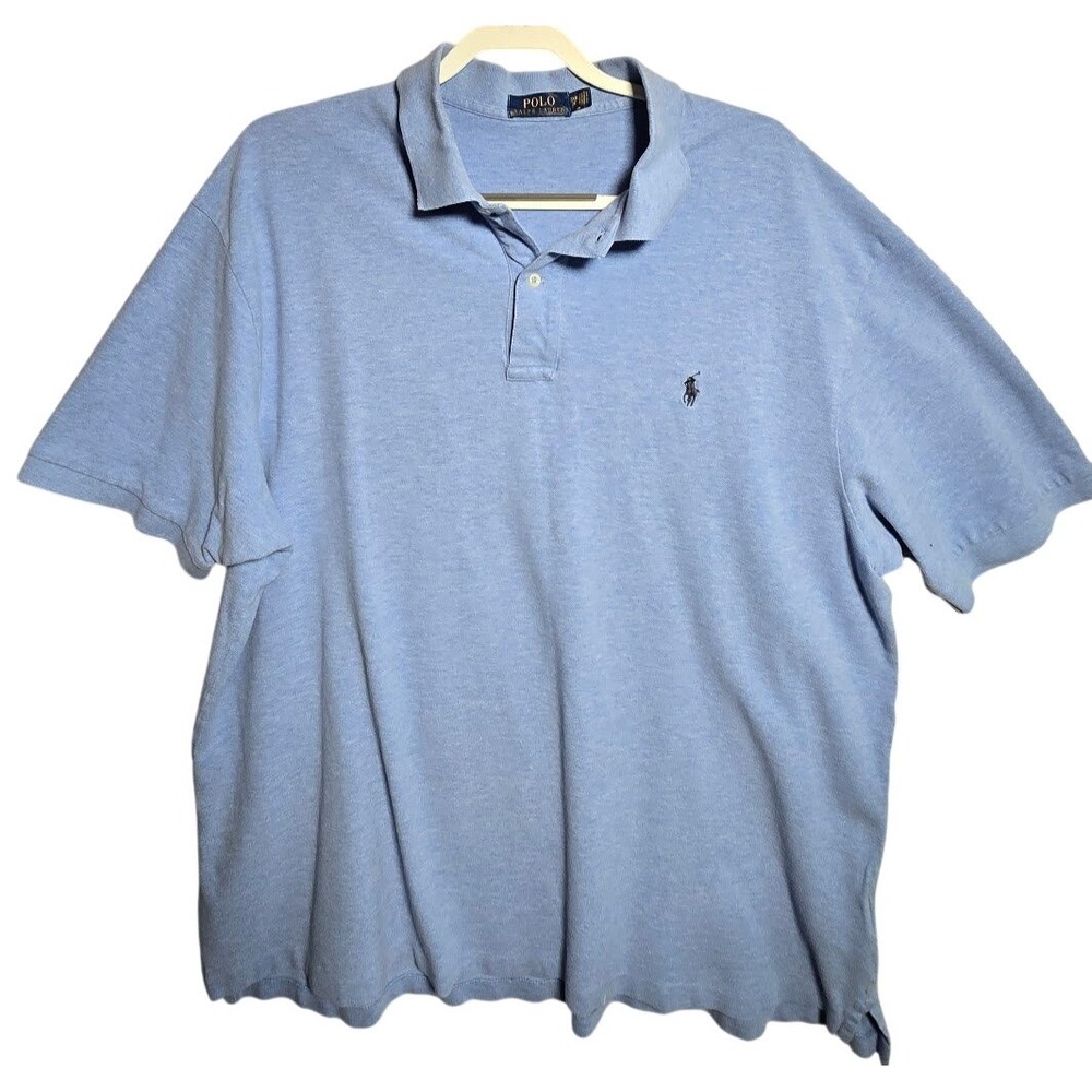 Polo Ralph Lauren Mens 2XB Blue Heather Short Sleeve Pique Polo Shirt. 776